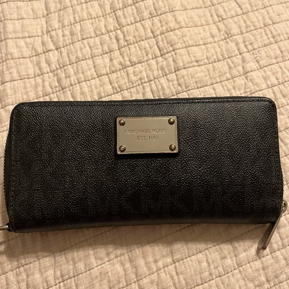 Michael Kors Black MK Logo Long Wallet